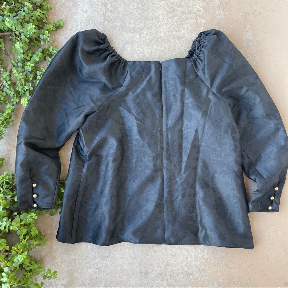 Rachel Parcell Puff Sleeve Jacquard Satin Top - Picture 3 of 6
